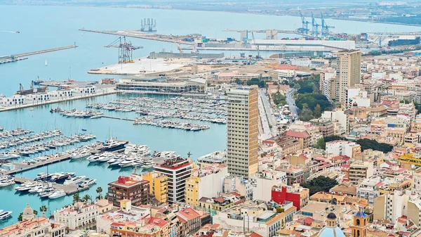 Panoramautsikt Över Hamnen Alicante Och Staden — Stockfoto