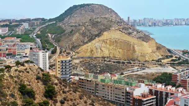 Pohled Město Horu Blízkosti Moře Alicante Španělsko — Stock video