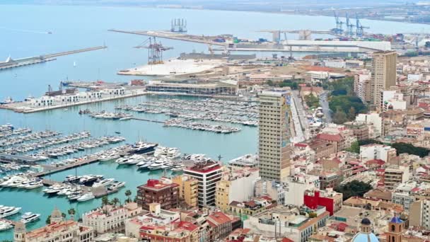 Vista Panorámica Del Puerto Alicante España — Vídeo de stock
