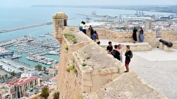 Alicante Espanha Abril 2023 Vista Panorâmica Porto Alicante Partir Castelo — Vídeo de Stock