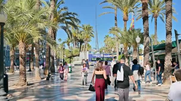 Alicante Espagne Avril 2023 Les Gens Marchent Dans Rue Explanada — Video