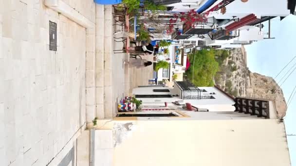 Pár Schodů Ulici Obytnými Domy Alicante Španělsko — Stock video