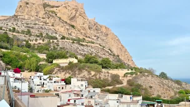 Alicante España Abril 2023 Vista Panorámica Montaña Benacantil Ciudad — Vídeos de Stock