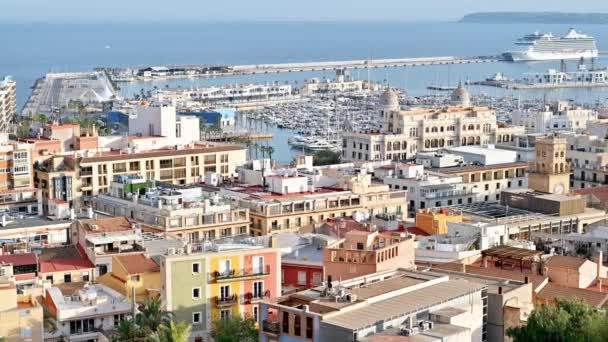 Alicante Spanya Nisan 2023 Kasaba Liman Panoramik Manzarası — Stok video