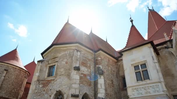 Blick Auf Die Fassade Der Burg Corvin Hunedoara Rumänien — Stockvideo