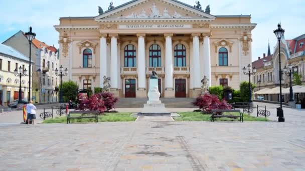 Oradea Roemenië Mei 2023 Uitzicht Het Plein Met Ede Szigligeti — Stockvideo