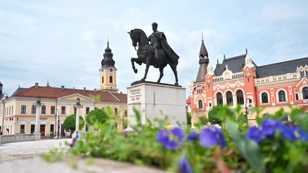 Oradea Roumanie Mai 2023 Vue Statue Roi Ferdinand Située Sur — Video