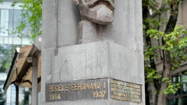Pohled Zblízka Pomník Krále Ferdinanda Timisoara Rumunsko — Stock video