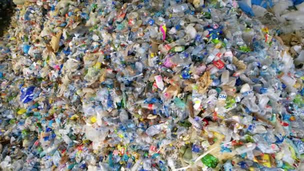 Chisinau Moldova March 2023 Plastic Trash Heaps Sorting Plant Slow — Stock Video