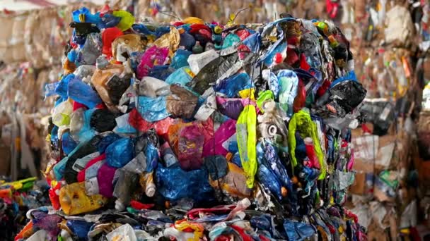 Chisinau Mołdowa Marca 2023 Plastikowe Butelki Kupy Śmieci Sortowni Widok — Wideo stockowe
