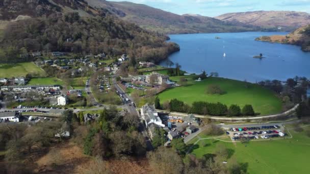 Aerial Drone View Village River Lake District Egyesült Királyság — Stock videók
