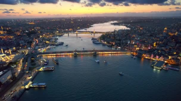 Letecký Pohled Istanbul Při Západu Slunce Turecko Několik Obytných Budov — Stock video