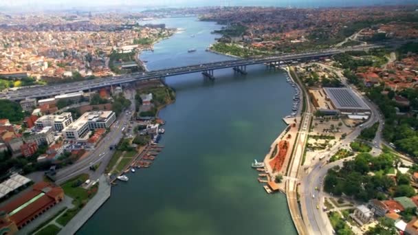 Stanbul Türkiye Nin Insansız Hava Aracı Görüntüsü Halic Köprüsü Nde — Stok video
