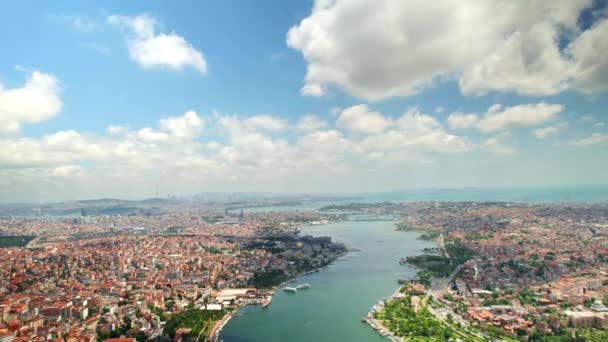 Vista Aérea Drones Istambul Turquia Ponte Halic Com Vários Carros — Vídeo de Stock