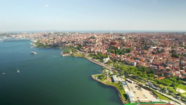Vista Aérea Del Dron Estambul Turquía Barrio Balat Con Múltiples — Vídeos de Stock