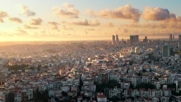 Vista Aérea Del Dron Estambul Atardecer Turquía Múltiples Edificios Residenciales — Vídeos de Stock