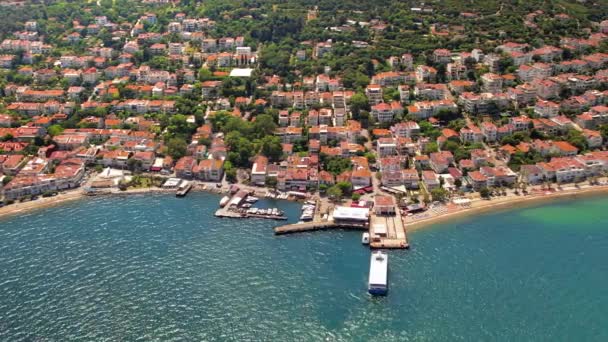 Aerial Drone View Kinaliada Turkey Sea Port Residential Buildings Located — Stock Video