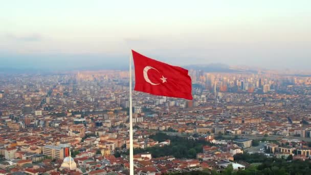 Vista Aérea Del Dron Estambul Atardecer Turquía Cerro Camlica Con — Vídeos de Stock