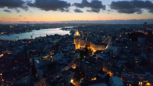 Vedere Aeriană Istanbulului Apus Soare Turcia Mai Multe Clădiri Rezidențiale — Videoclip de stoc