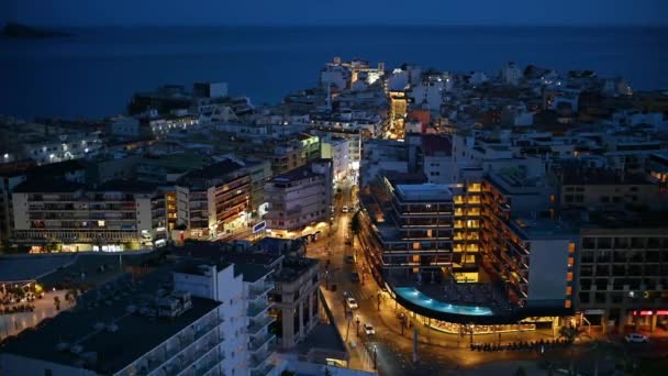Benidorm Espanha Abril 2023 Vista Noturna Cidade Beira Mar — Vídeo de Stock