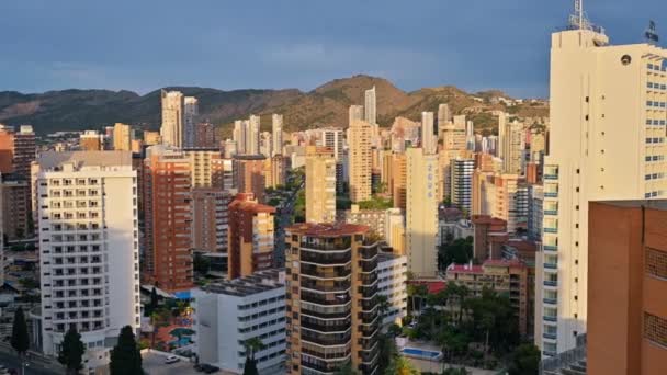 Benidorm Spain April 2023 Panoramic View City Hills Background — Stock Video
