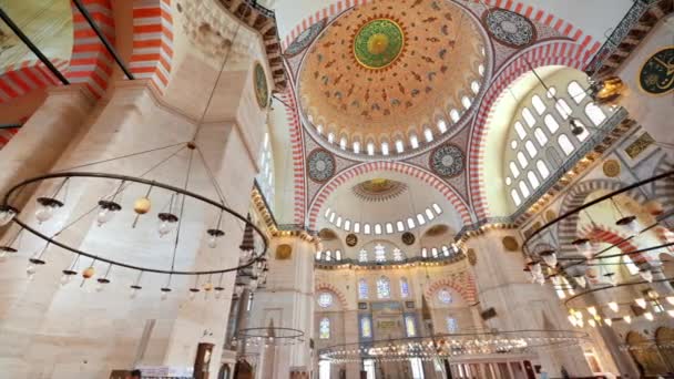 Stanbul Türkiye Deki Süleyman Camii Nin Manzarası Bir Sürü Aydınlatma — Stok video