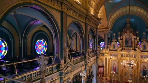 Vista Interior Iglesia Ortodoxa San Esteban Estambul Turquía Mucha Decoración — Vídeos de Stock