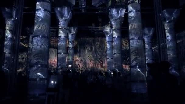 Ljusshow Inne Theodosius Cistern Istanbul Turkiet Många Kolumner Visar Bilder — Stockvideo