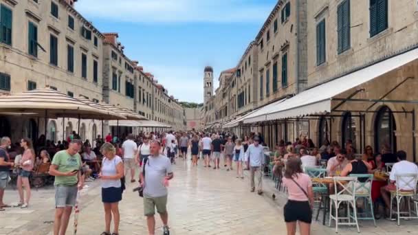 Dubrovnik Croatie Août 2023 Les Touristes Marchent Rue Stradun Vieille — Video