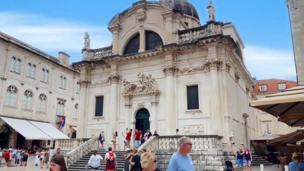 Dubrovnik Chorvatsko August 2023 Votive Church Blaise Gorica Old Town — Stock video