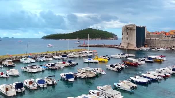 Старий Порт Було Прийняте Історичне Місто Дубровник Хорватія — стокове відео