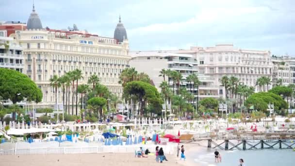 Cannes França Setembro 2023 Vista Costa Mar Mediterrâneo Com Pessoas — Vídeo de Stock