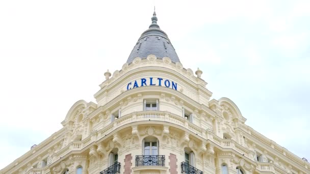 Cannes Frankrike September 2023 Nära Till Carlton Hotellets Klassiska Fasad — Stockvideo