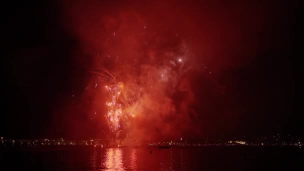 Vuurwerk Het Vuurwerkfestival Van Cannes Nachts Frankrijk — Stockvideo