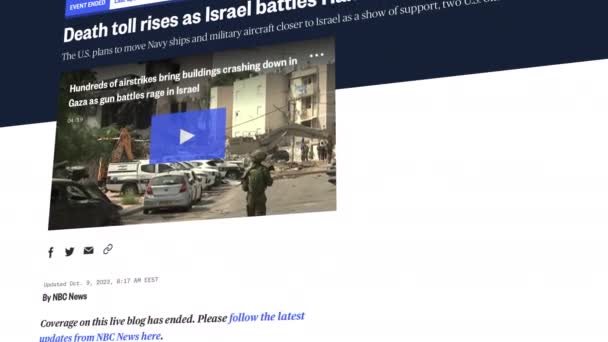 Chisinau Moldova Říjen 2023 Novinky Izraelem Hamás Válka — Stock video
