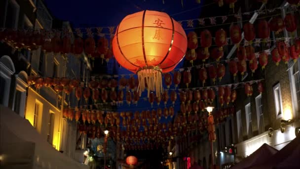 Street Scape Chinatown Avonds Londen Verenigd Koninkrijk Voetgangersstraat Met Chinese — Stockvideo