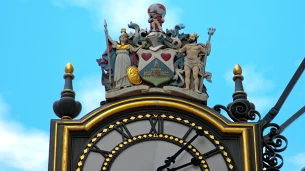 Close View Vintage Classic Street Clock Located London Downtown Ηνωμένο — Αρχείο Βίντεο