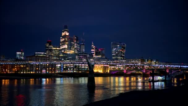 Cityscape London Downtown Evening United Kingdom Skyscrapers City District Thames — Stock Video