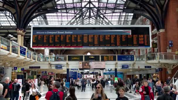 Londýn Spojené Království Září 2023 Interiér Stanice Liverpool Street Více — Stock video