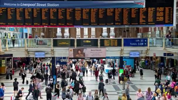 London Förenade Kungariket September 2023 Liverpool Street Station Interiör Med — Stockvideo