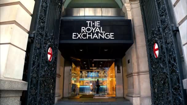 London Zjednoczone Królestwo Wrzesień 2023 Wejście Centrum Handlowego Royal Exchange — Wideo stockowe