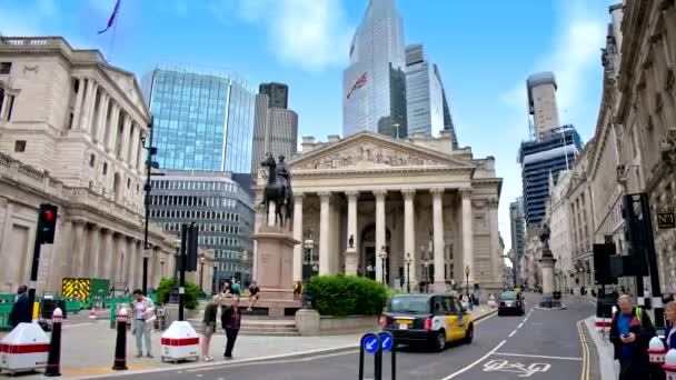 Londen Verenigd Koninkrijk September 2023 Zicht Het Koninklijk Exchange Historisch — Stockvideo