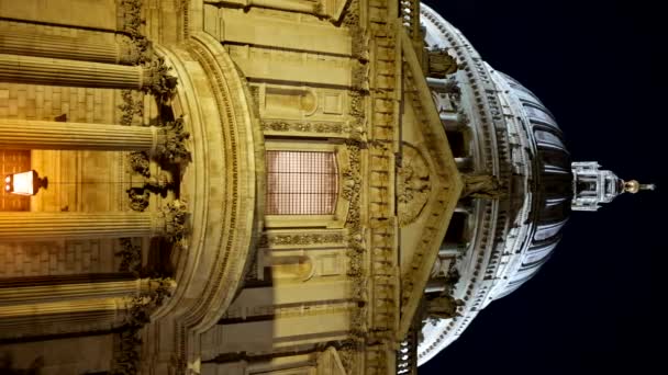 Vue Verticale Façade Cathédrale Saint Paul Centre Ville Londres Nuit — Video