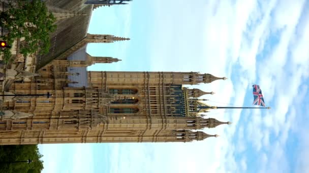 Close Vertical View Victoria Tower Westminster Palace London Downtown Wielka — Wideo stockowe