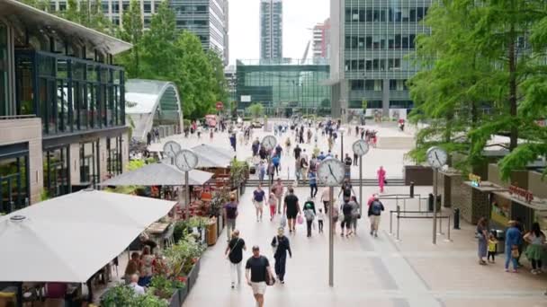 London Zjednoczone Królestwo Wrzesień 2023 Krajobraz Uliczny Dzielnicy Canary Wharf — Wideo stockowe