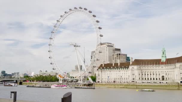Άποψη Του Τροχού Του London Eye Ferris Στο Κέντρο Του — Αρχείο Βίντεο
