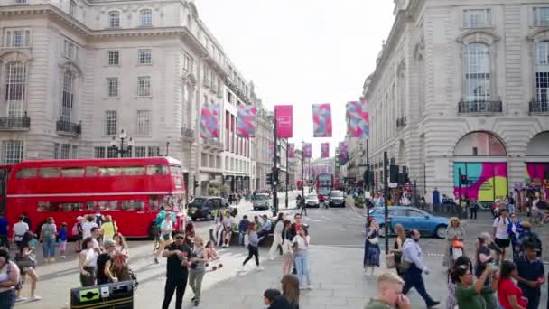 London Förenade Kungariket Augusti 2023 Stadsbilden Piccadilly Circus Med Flera — Stockvideo