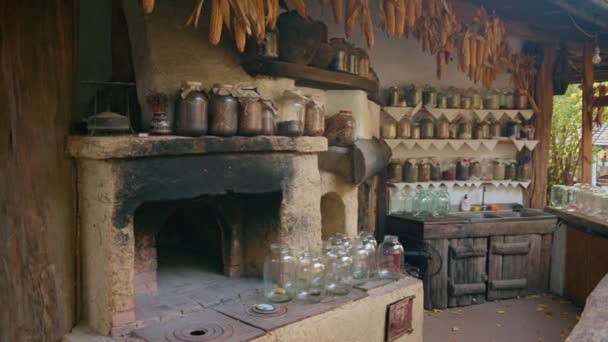 Традиционный Дом Деревне Молдова Национальные Блюда Другие Элементы Внутренний Двор — стоковое видео