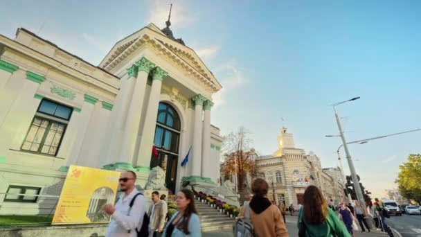 Chisinau Mołdowa Październik 2023 Widok Ratusz Ratusz Centrum Miasta Zachodzie — Wideo stockowe