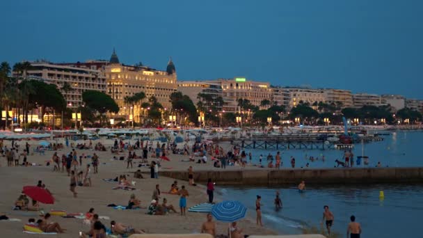 Cannes Francia Settembre 2023 Costa Mediterranea Cannes Tramonto Francia Coastline — Video Stock